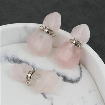 Kwarc różowy zawieszka perfumetka z odkręcanym korkiem 27x16mm