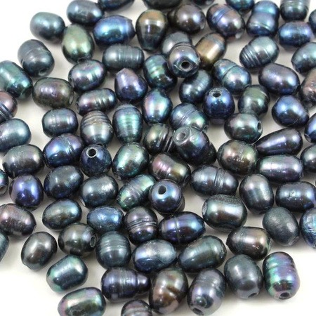 Perła słodkowodna granatowa z dużym otworem 8x6mm