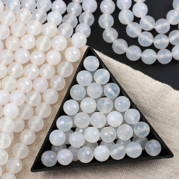 Agat biały kula fasetowana 8mm