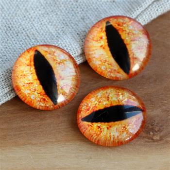 Kaboszon szklany z grafiką oko moneta pomarańczowa 20mm