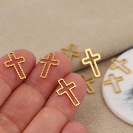 Zawieszka krzyżyk stal szlachetna pozłacana 15x10mm