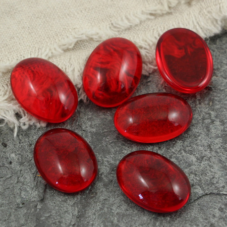 Kaboszon szklany Siam Ruby owal 25x18mm