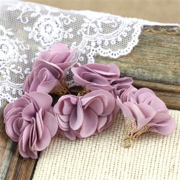 Ozdobny kwiatek w ażurowej tulejce brudny róż 25mm