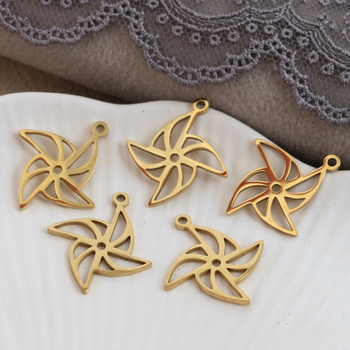 Zawieszka wiatrak stal szlachetna pozłacana 21x19mm