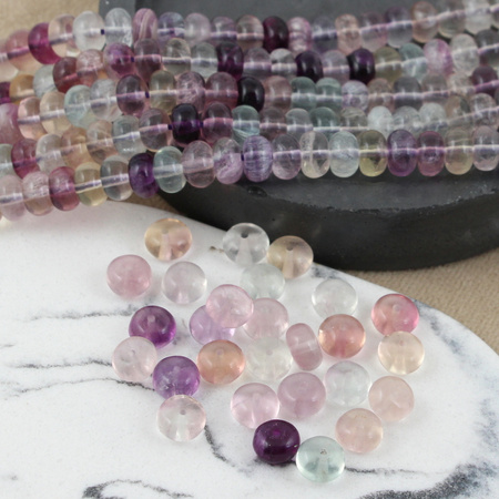 Fluoryt tęczowy oponka gładka 8x5mm