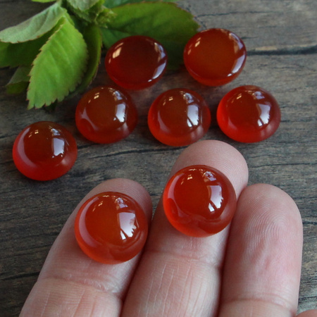 Kaboszon agat brazylijski moneta brązowa 14mm