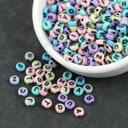 Akrylowe literki/litera pastel mix kolor 6,5mm [400szt]