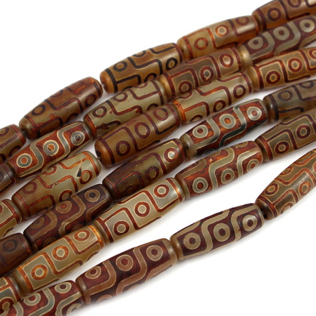 Agat tybetański etno długa oliwka 30x10mm