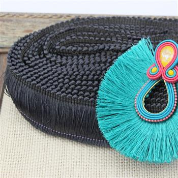 Frędzle na taśmie krótkie grafitowe [20cm]