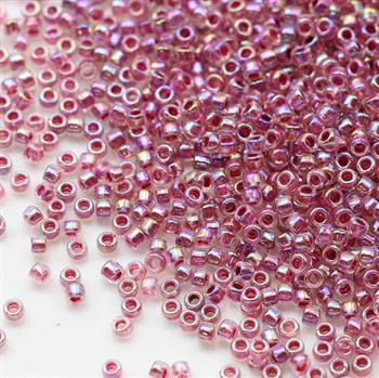 Toho Round 15/0 Inside-Color Rainbow Crystal Strawberry Lined [5g]