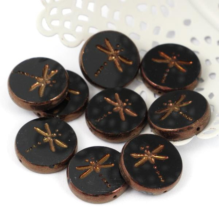 Dragonfly Beads Jet Bronze 17mm