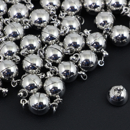 Zapięcie metalowe magnetyczne kula srebrna 10mm