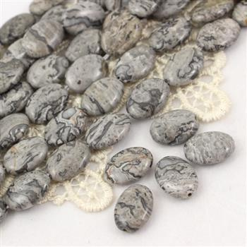 Agat koronkowy szary owal 18x13mm