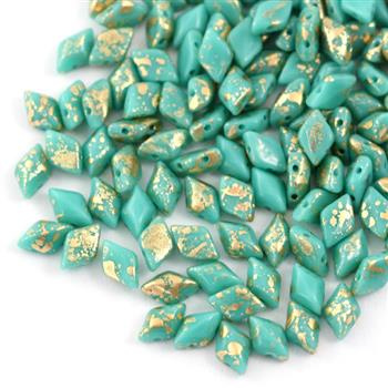 GemDuo 5x8mm Gold Splash Turquoise Green [20szt]