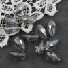 Kryształek szklany kropla fasetowana szara luster 15x10mm