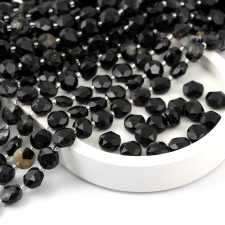 Turmalin czarny moneta fasetowana 10mm