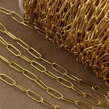 Łańcuszek złoty owalny stal szlachetna pozłacana PVD 12x4mm [1metr]