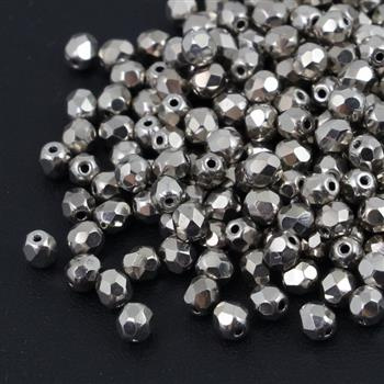 Fire Polish 4mm Jet Argentic Full [20szt]