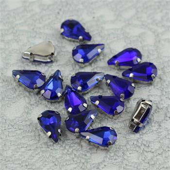 Kaboszon w oprawie łezka fasetowana cobalt 13x8mm