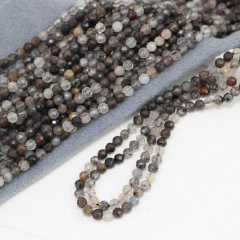 Kwarc z rutylem kula fasetowana 4mm [sznur 39cm]