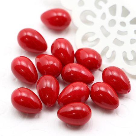 Koralik szklany kropla czerwona 13x9mm