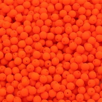 Round Beads Mat Velvet Neon Orange 4mm [50szt]