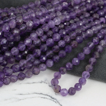 Ametyst kula fasetowana 5mm [sznur 39cm]