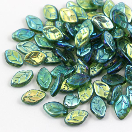 Listek szklany zielono-niebieskie AB 12x8mm [10szt]