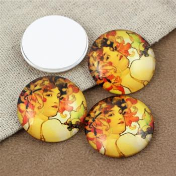 Kaboszon szklany z grafiką kobiety moneta 25mm