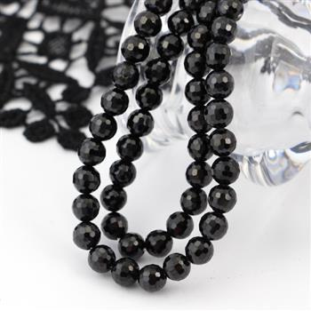 Spinel czarny kula fasetowana 6mm [sznur 39cm]