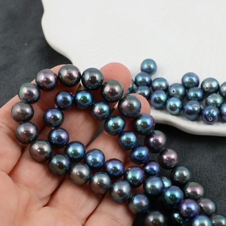 Perła słodkowodna niebiesko-fioletowa kula 9mm
