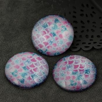 Kaboszon szklany z grafiką łuska węża moneta 30mm