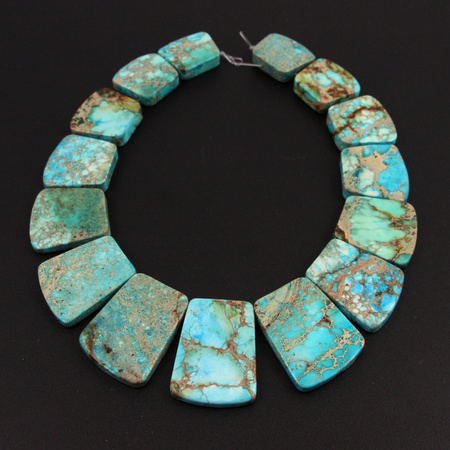 Jaspis lazurowe wybrzeże baza naszyjnika turkusy i beże [15 kamieni]