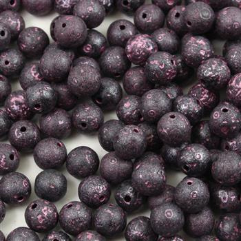 Round Beads Jet Pink Patina Etched 8mm [10szt]