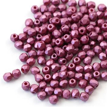Fire Polish 3mm Alabaster Pastel Burgundy [40szt]