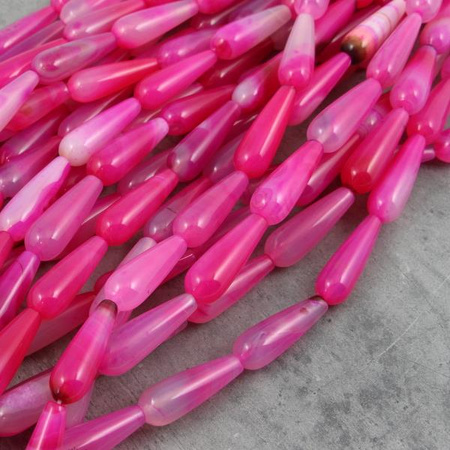Agat różowy kropla gładka 30x10mm