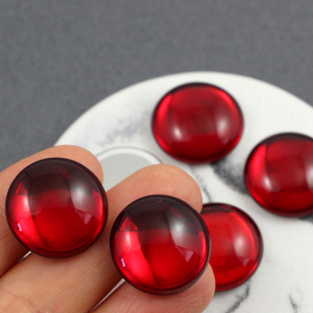 Kaboszon szklany Siam Ruby - Silver Foiled moneta 20mm