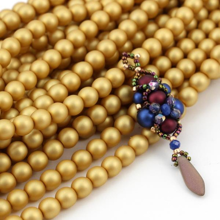 Round Beads Velvet Brass 6mm [sznur/80szt]