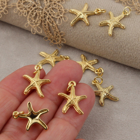 Zawieszka rozgwiazda mosiądz złocony 15mm