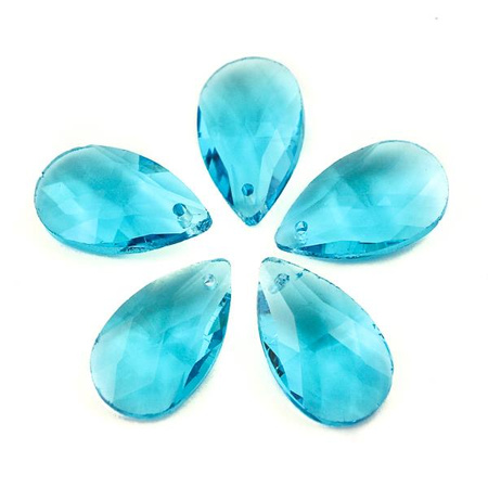 Kryształek szklany łezka fasetowana aqua 22x13mm