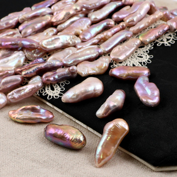 Perła słodkowodna baroque różowa podłużna 20-35mm