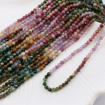 Turmalin multikolor kula fasetowana 3mm [sznur 39cm]