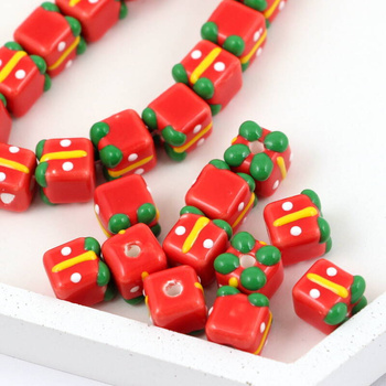 Szklana kostka prezent z kokardką 9mm [1szt]