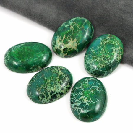 Kaboszon jaspis lazurowe wybrzeże owal zielony 30x22mm