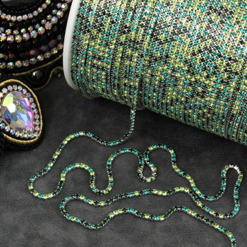 Taśma ozdobna cyrkoniowa silver/multikolor 1,5mm [50cm]