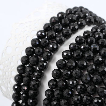 Turmalin czarny kula fasetowana 8mm [sznur 39cm]