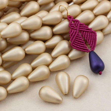 Drop Beads Velvet Champagne 18x11mm [4szt]