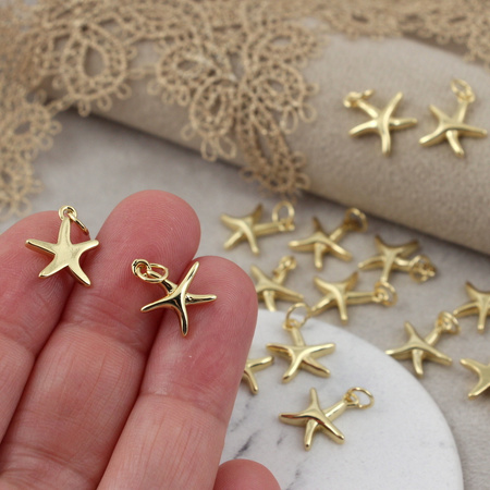 Zawieszka rozgwiazda mosiądz złocony 12mm