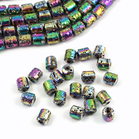 Lawa wulkaniczna platerowana fioletowo-zielony wałek 8x7mm