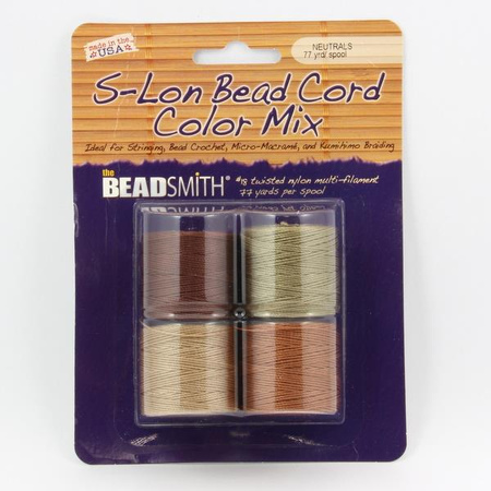 Nici nylonowe S-Lon bead cord NEUTRALS 0,5mm/70m [4szt]